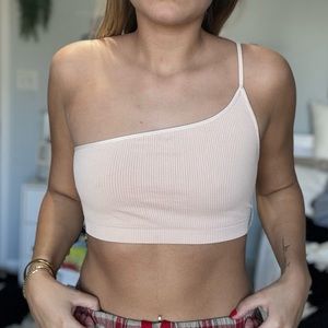 Pink one shoulder top from boutique